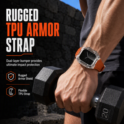 Integrerat smartwatch-armband med skyddande skal och sportrem