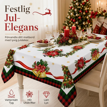 🎄 50 % RABATT✨Vattentät julbordsduk, skyddar bordet mot fläckar🏚️
