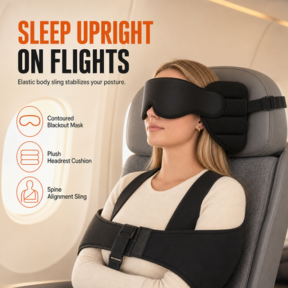 Integrerad Nackkudde i Memoryskum med 3D Mörkläggande Sovmask – Ergonomiskt Nackstöd för Flyg & Resor