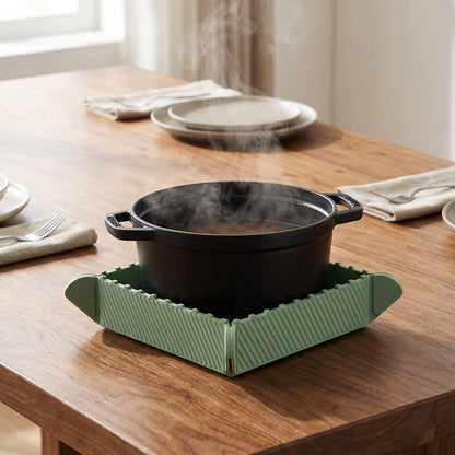 Magnetiskt Grytunderlägg i Silikon 🍳🧲 | Från Platt Underlägg till Liten Vikbar Bricka | För Varma Grytor & Köksförvaring