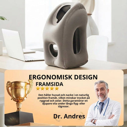 🛏️ 50 % RABATT NU! ✈️ Bärbar uppblåsbar ergonomisk resekudde – 360° nackstöd & 45° perfekt vinkel för resan 💤
