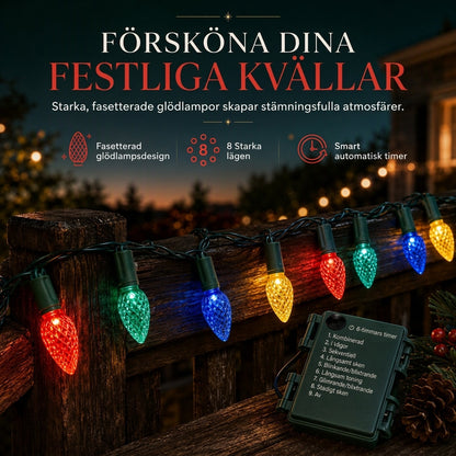 Batteridrivna jordgubbsljus med 8 ljuslägen för jul- och halloween-dekoration samt trädgårds- och gårdsdekoration