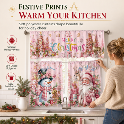 🔥50% RABATT!!📢🎄 Julköksgardiner Set – Festlig charm för dina köksfönster ✨
