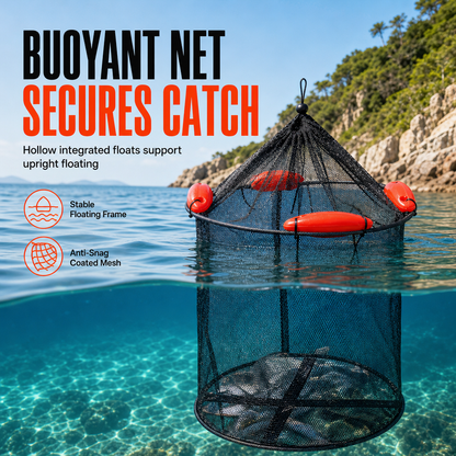 🎣 50% RABATT! 🐟 Flytande hopfällbart fisknät – Trasselfritt & belagt för havsfiske ✨
