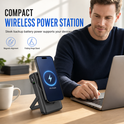 Mini 10000mAh magnetisk trådlös powerbank snabbladdning för mobiler och smartklockor