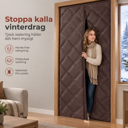50 % RABATT Magnetisk värmeisolerad dörrgardin, tjock oxfordduk, vind- och ljudisolerad för vinter